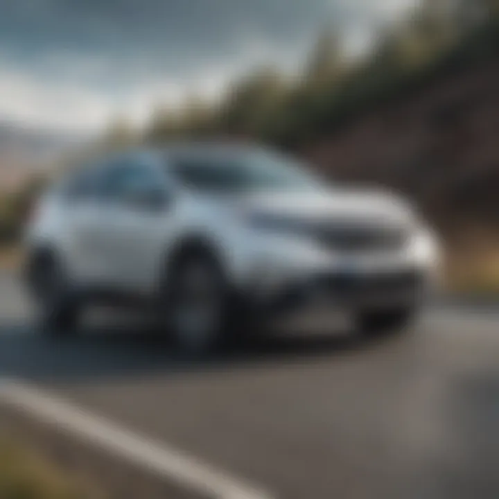 Honda CR-V hybrid driving on a scenic road demonstrating its performance