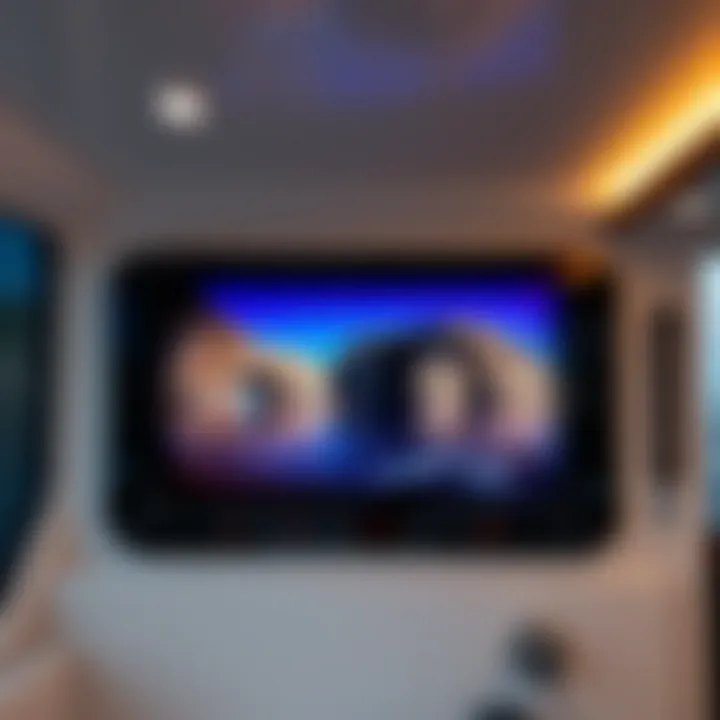 Stylish 12V TV mounted on a boat's wall