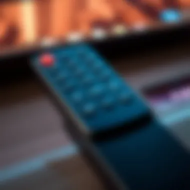 Close-up of features on a 12V TV remote