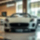 Sleek Jaguar model on display in San Francisco showroom