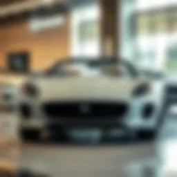 Sleek Jaguar model on display in San Francisco showroom