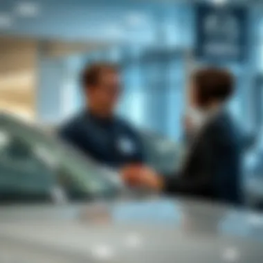 Customer service representative assisting a client inquiring about a vehicle