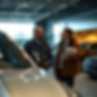Expert Guidance from Dealership Staff A knowledgeable staff member assisting a client in the showroom
