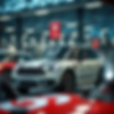 Illustration of a Mini Cooper Countryman in an auction setting