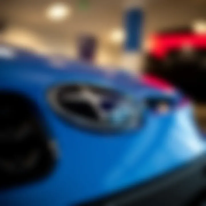 A close-up of the Subaru logo on a car's exterior, symbolizing brand trust.