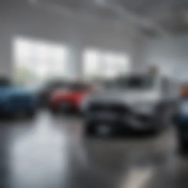 Showroom interior featuring a variety of vehicles on display