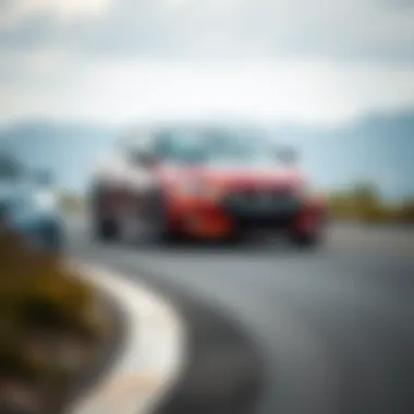 Performance of the Nissan Maxima on the Road Nissan Maxima on a scenic road demonstrating its performance.