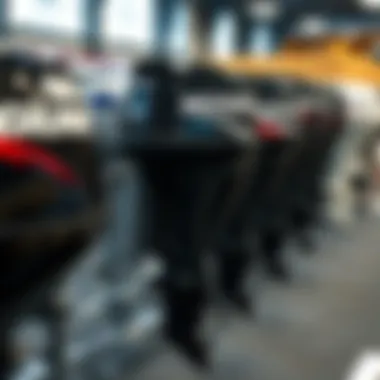 Comparison of Leading Outboard Motor Brands An array of different outboard motors from various reputable brands, highlighting their unique features.