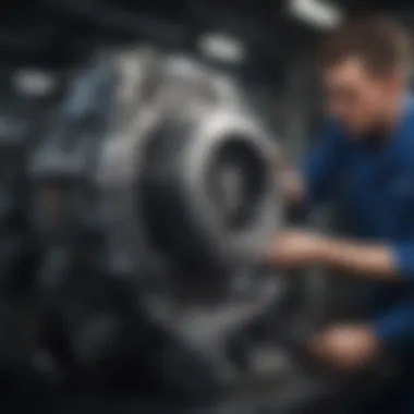 Expert examining the engine of a pre-owned car