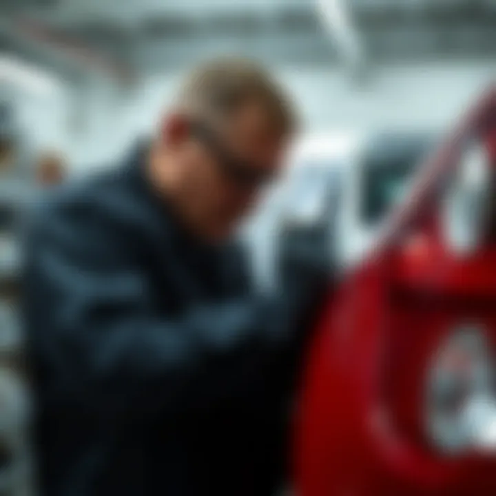 Expert applying a scratch repair technique on a vehicle