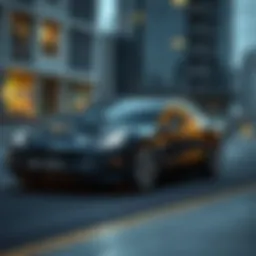 A sleek Tesla parked in an urban setting showcasing its modern design