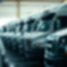 A collection of used fleet vehicles lined up for inspection