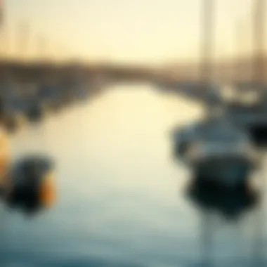 Boating Serenity: Finding Solitude on Water A peaceful marina with boats gently floating, representing moments of quiet introspection