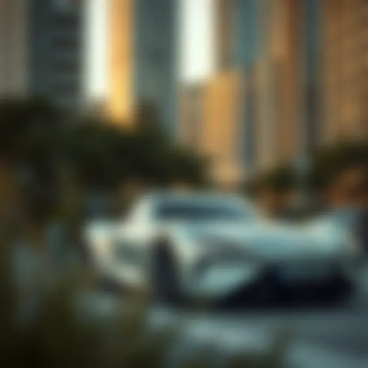 Concept Car in an Urban Landscape Concept car in an urban setting highlighting its potential market impact