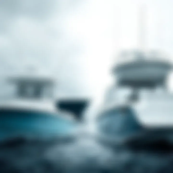 Comparing Various Fishing Boat Types Different types of fishing boats displayed side by side