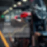 Detailed view of a motorcycle with KBB valuation overlay