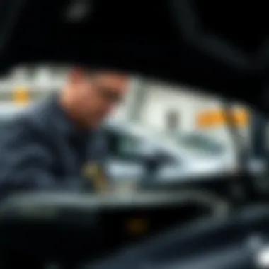 Volvo technician inspecting a vehicle