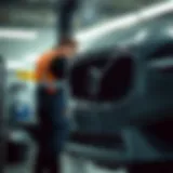 Volvo vehicle being serviced