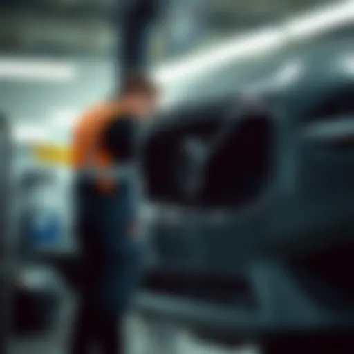 Volvo vehicle being serviced