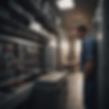 Technician inspecting a power converter in an RV