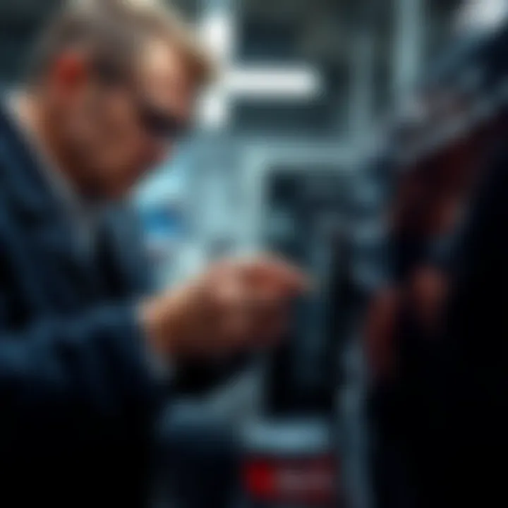 Professional Key Duplication Service An expert locksmith assisting a customer with key duplication