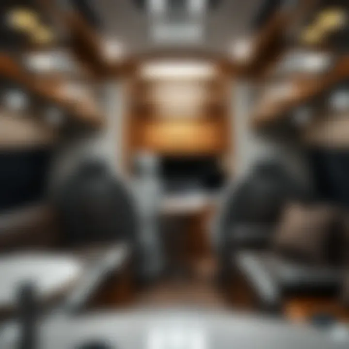 Interior of an Entegra motorhome highlighting luxury features