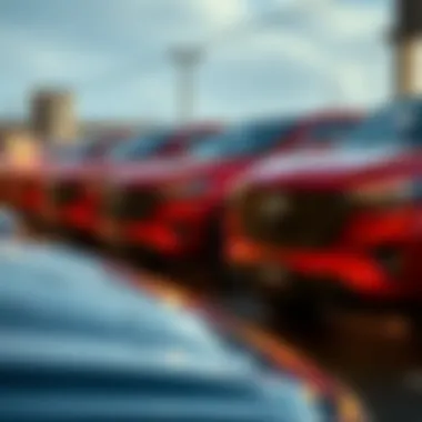 Selection of Mazda B Series Trucks at a Dealership Group of used Mazda B Series trucks in a dealership lot