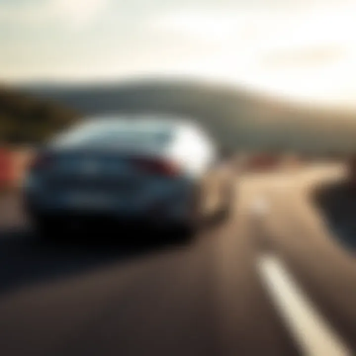 Dynamic driving shot of a Volkswagen coupé on a winding road