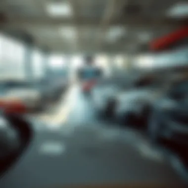 Diverse Vehicle Selection Inside Dealership Interior of a car dealership showcasing a variety of vehicles