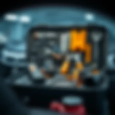 An organized toolbox filled with essential repair tools for car AC systems